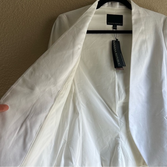 NWT Banana Republic WHITE COLLARLESS LINEN-COTTON BLAZER, size 4 - Picture 8 of 16